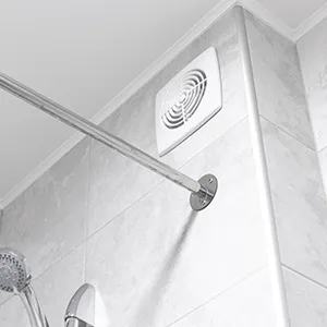 A shower head and hand shower in a bathroom.