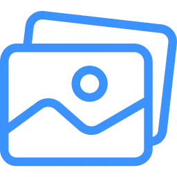 A blue icon of a camera.