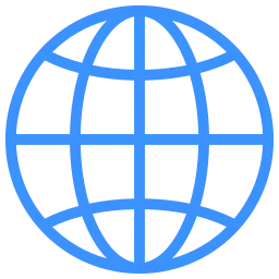 A blue globe with a black background.