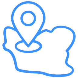 A blue line drawing of a hand holding a camera.