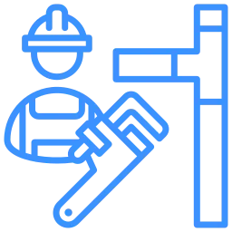 A cross and a hammer with a crown on top of it.