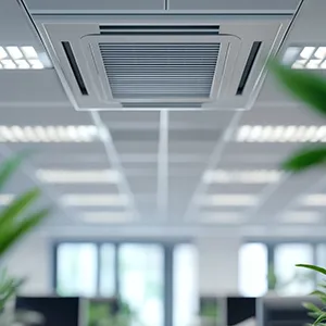A ceiling mounted air conditioner in an office.