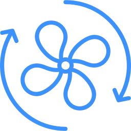 A blue circle with an arrow in the middle.